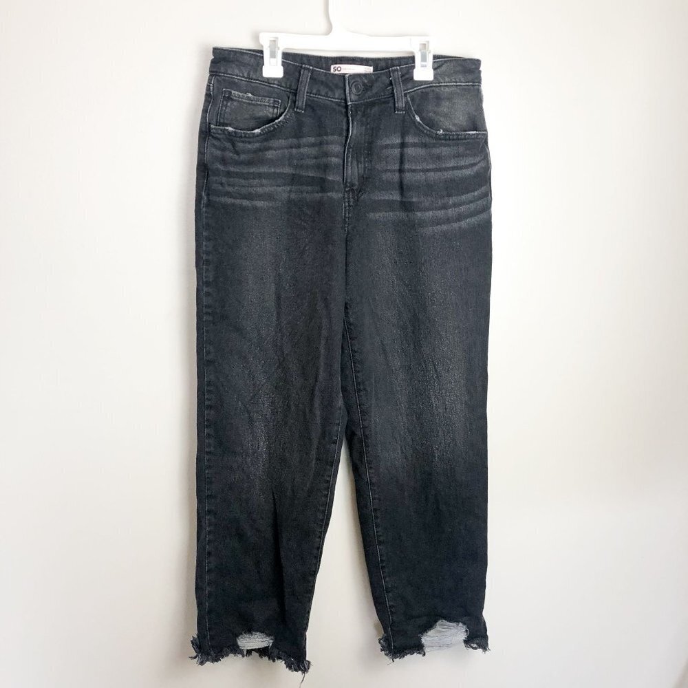 SO Black High Rise Straight Raw Hem Denim Jeans 11/30W